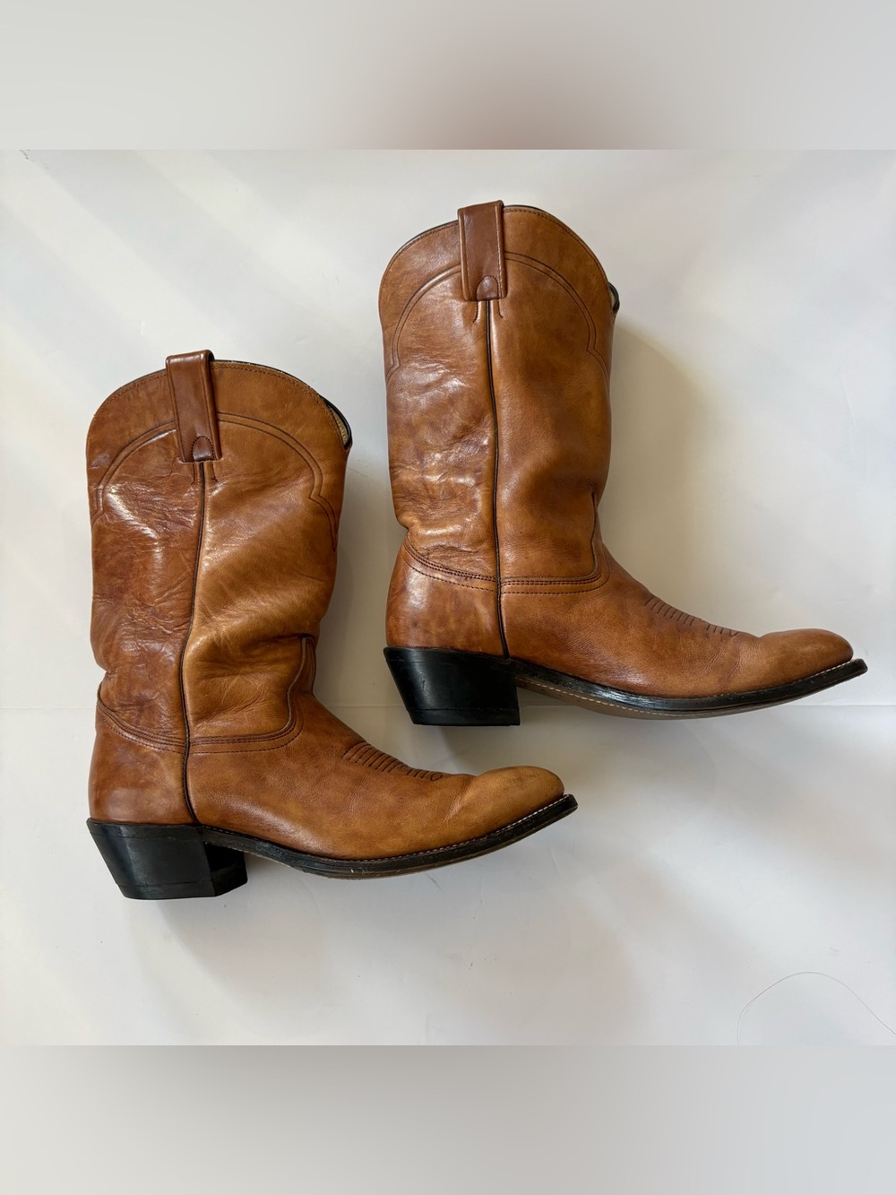 Abilene 6547 Cowboy Boots Men 8.5 D Brown Leather Western Made USA Vintage